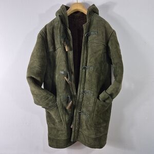 Polo Ralph Lauren Vintage Shearling Sheepskin Green Leather Coat